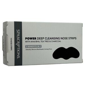Spascriptions Power Deep Cleansing Nose Strips AHA BHA Charcoal 18 Ct